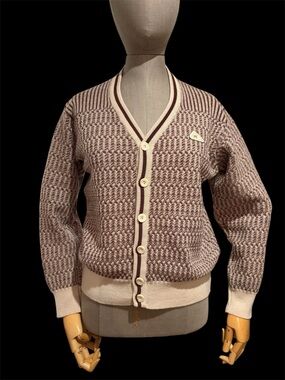 Wool Cardigan, vintage, like new, brown and cream, size EU 40